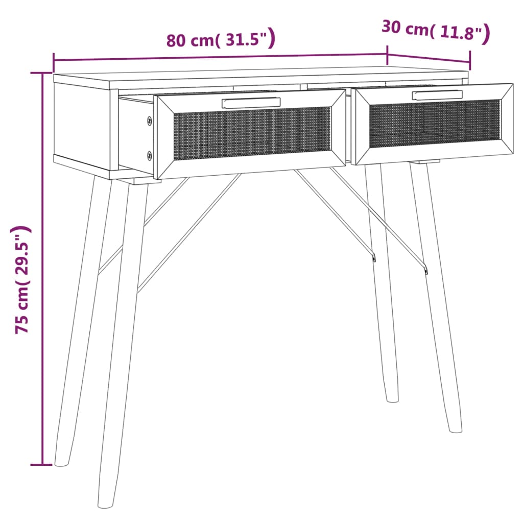 8720287102496_g_en_hd_5 vidaXL Console Table Brown 80x30x75 cm Solid Wood Pine&Natural Rattan - Image 8