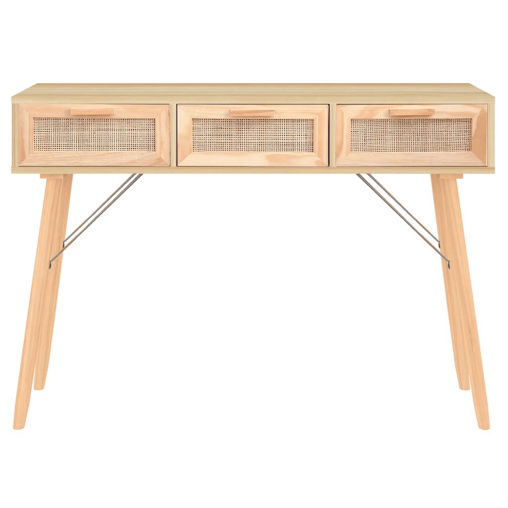 8720287102526_g_en_hd_3 vidaXL Console Table Brown 105x30x75 cm Solid Wood Pine&Natural Rattan - Image 6
