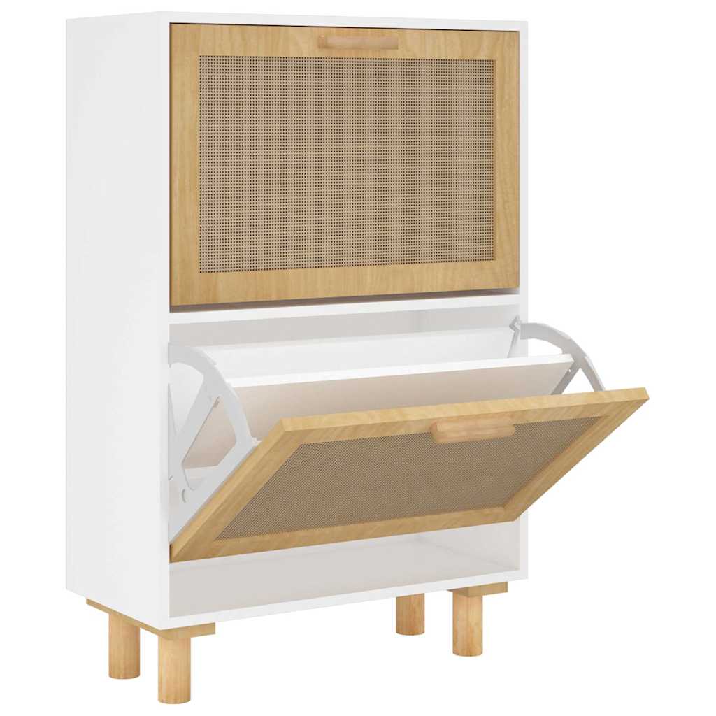 8720287102687_a_en_hd_1 vidaXL Shoe Cabinet White 52x25x80 cm Engineered Wood and Natural Rattan - Image 2