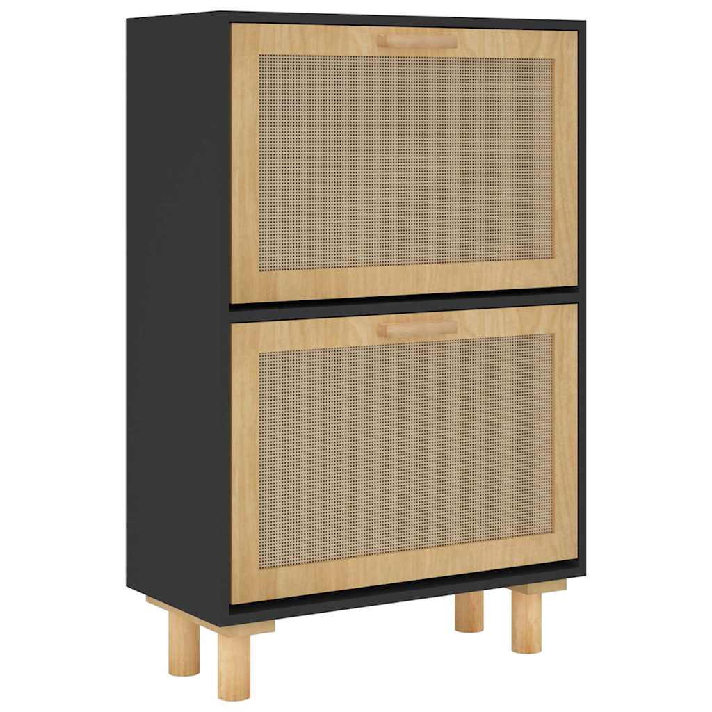 8720287102694_g_en_hd_2 vidaXL Shoe Cabinet Black 52x25x80 cm Engineered Wood and Natural Rattan - Image 5