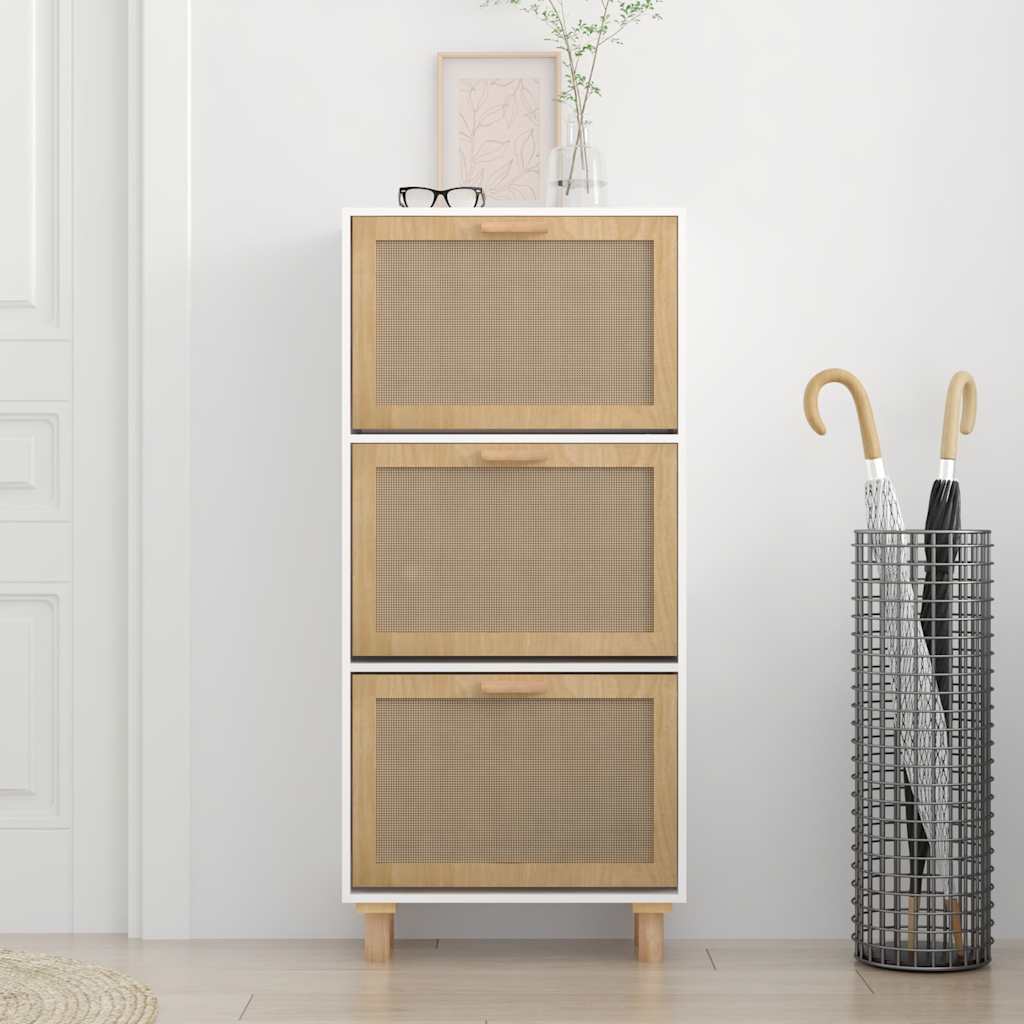 8720287102717_g_en_hd_1 vidaXL Shoe Cabinet White 52x25x115 cm Engineered Wood and Natural Rattan - Image 4