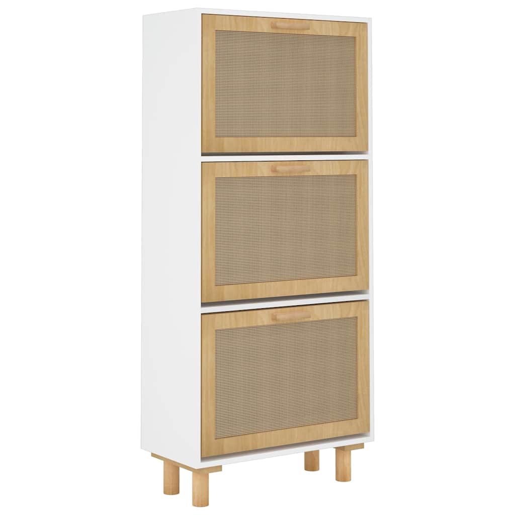 8720287102717_g_en_hd_2 vidaXL Shoe Cabinet White 52x25x115 cm Engineered Wood and Natural Rattan - Image 5