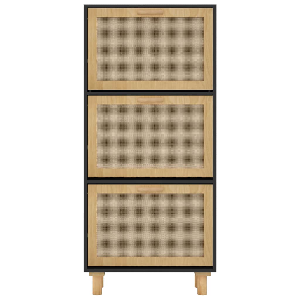 8720287102724_g_en_hd_3 vidaXL Shoe Cabinet Black 52x25x115 cm Engineered Wood and Natural Rattan - Image 6