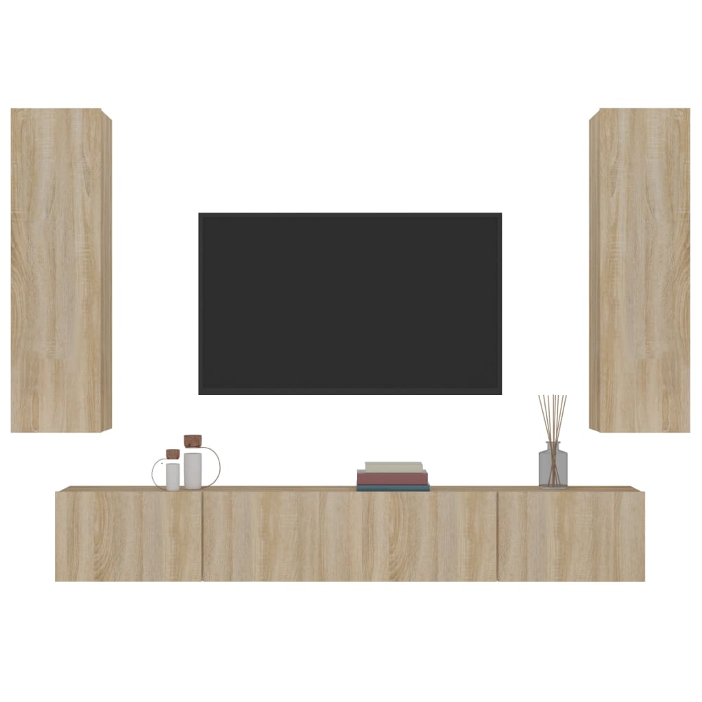 8720287103547_g_en_hd_2 vidaXL 4 Piece TV Cabinet Set Sonoma Oak Engineered Wood - Image 5