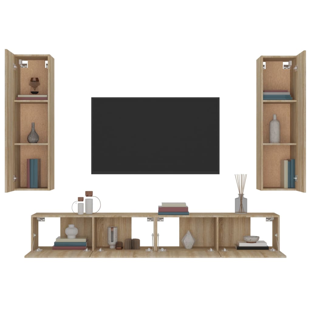 8720287103547_g_en_hd_3 vidaXL 4 Piece TV Cabinet Set Sonoma Oak Engineered Wood - Image 6