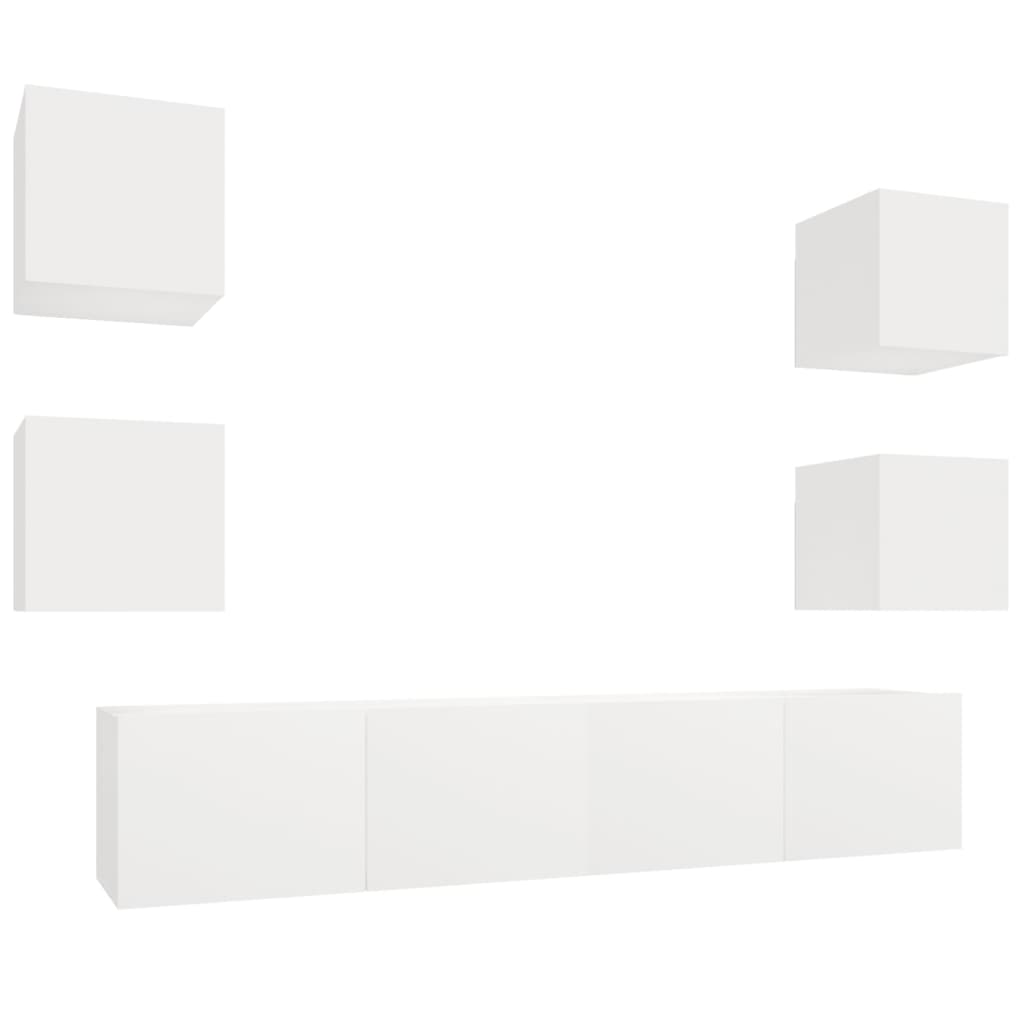 8720287104001_a_en_hd_1 vidaXL 6 Piece TV Cabinet Set White Engineered Wood - Image 2