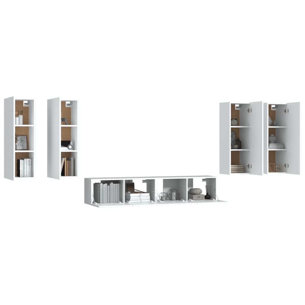8720287104889_g_en_hd_2 vidaXL 6 Piece TV Cabinet Set White Engineered Wood - Image 5