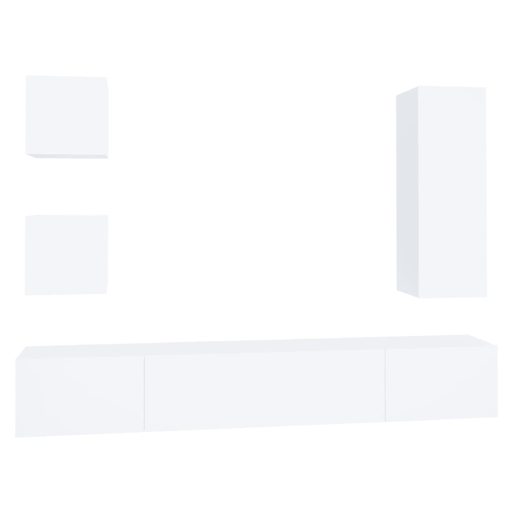 8720287105848_a_en_hd_1 vidaXL 5 Piece TV Cabinet Set White Engineered Wood - Image 2