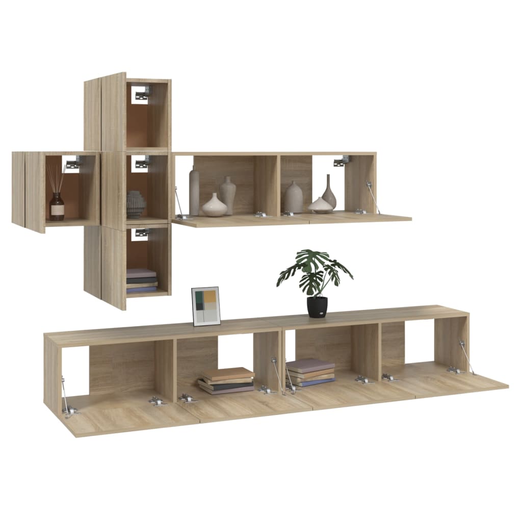 8720287106661_g_en_hd_2 vidaXL 7 Piece TV Cabinet Set Sonoma Oak Engineered Wood - Image 5