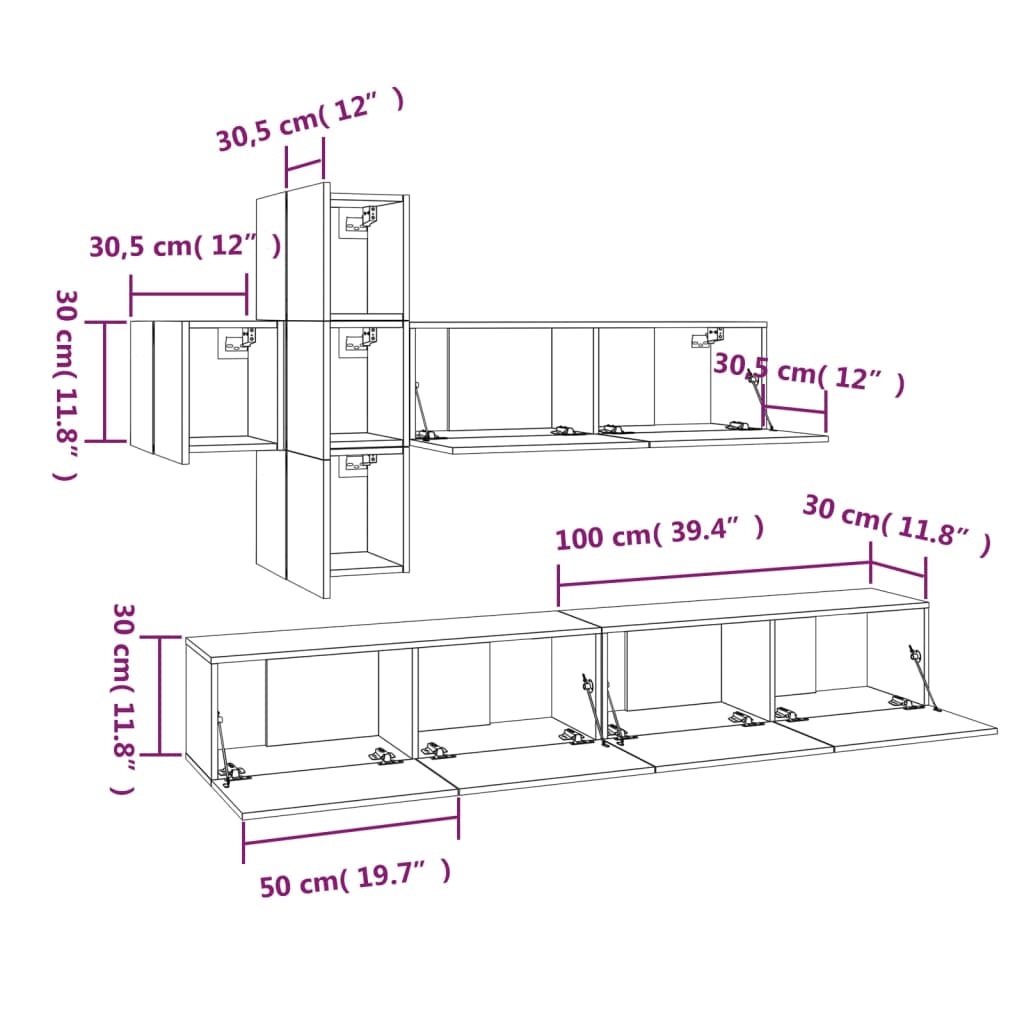 8720287106661_g_en_hd_7 vidaXL 7 Piece TV Cabinet Set Sonoma Oak Engineered Wood - Image 10