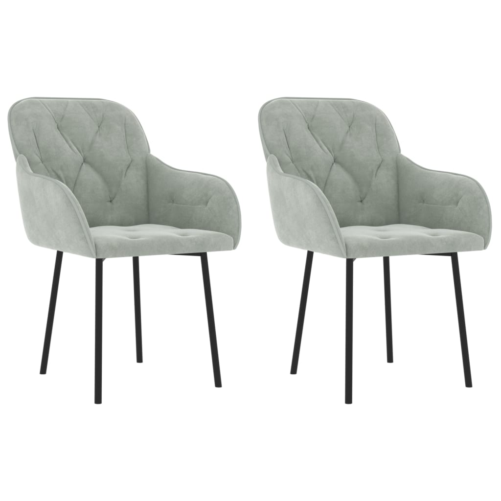 8720287109532_a_en_hd_1 vidaXL Dining Chairs 2 pcs Light Grey Velvet - Image 2