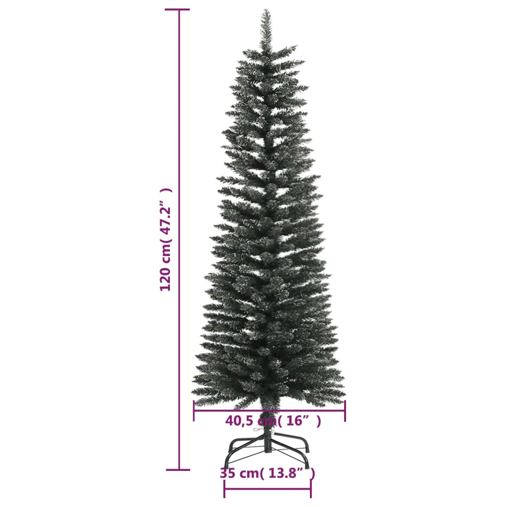 8720287110255_g_en_hd_6 vidaXL Artificial Slim Christmas Tree with Stand Green 120 cm PVC - Image 7