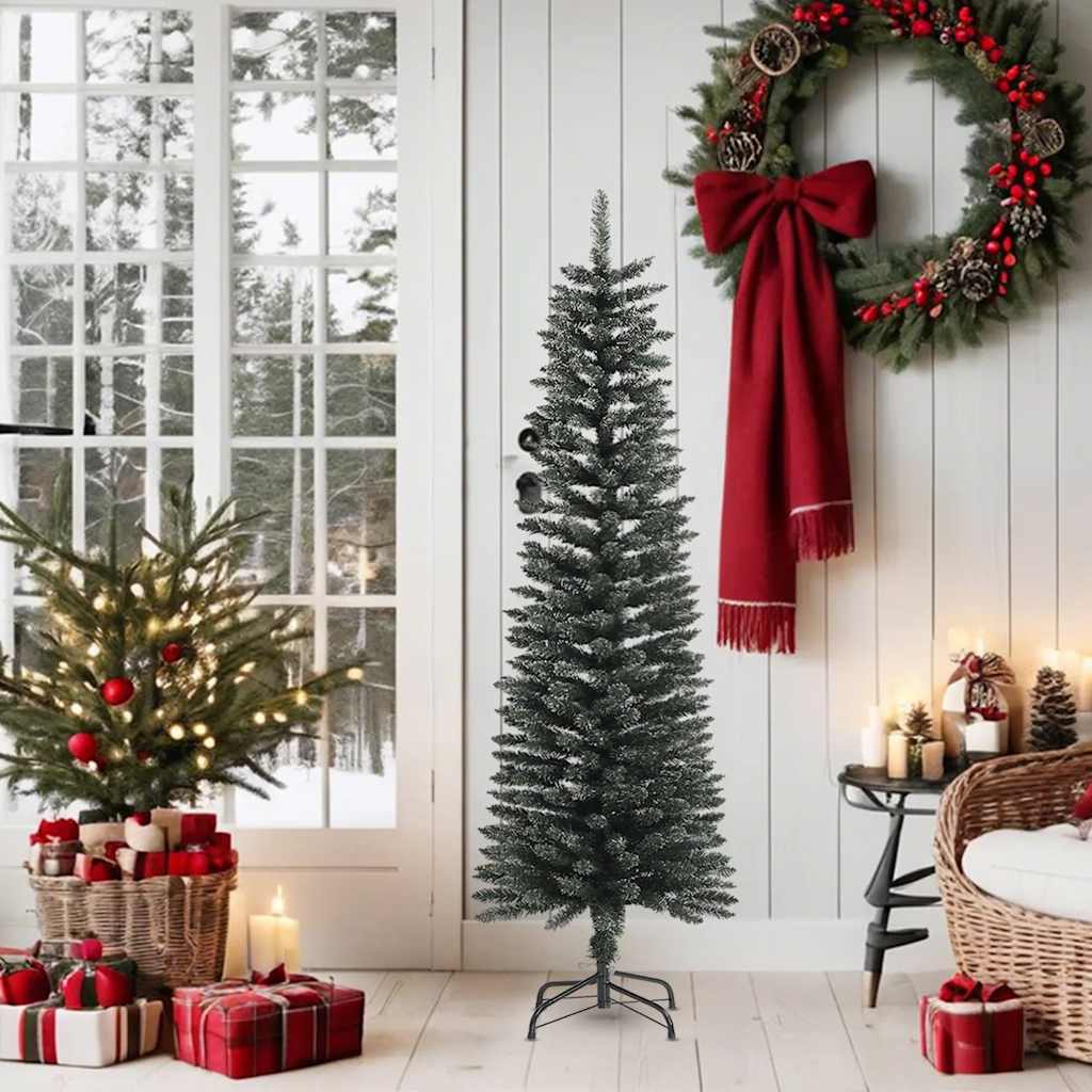 8720287110262_g_en_hd_1 vidaXL Artificial Slim Christmas Tree with Stand Green 150 cm PVC - Image 2