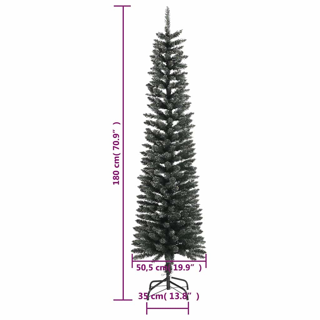 8720287110279_g_en_hd_7 vidaXL Artificial Slim Christmas Tree with Stand Green 180 cm PVC - Image 8
