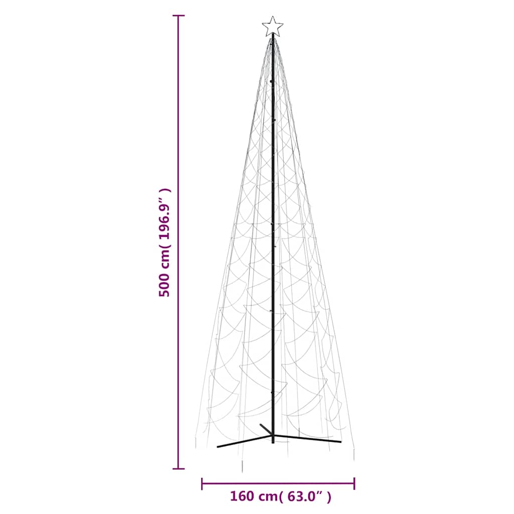 8720287110934_g_en_hd_6 vidaXL Christmas Cone Tree Cold White 1400 LEDs 160x500 cm - Image 8