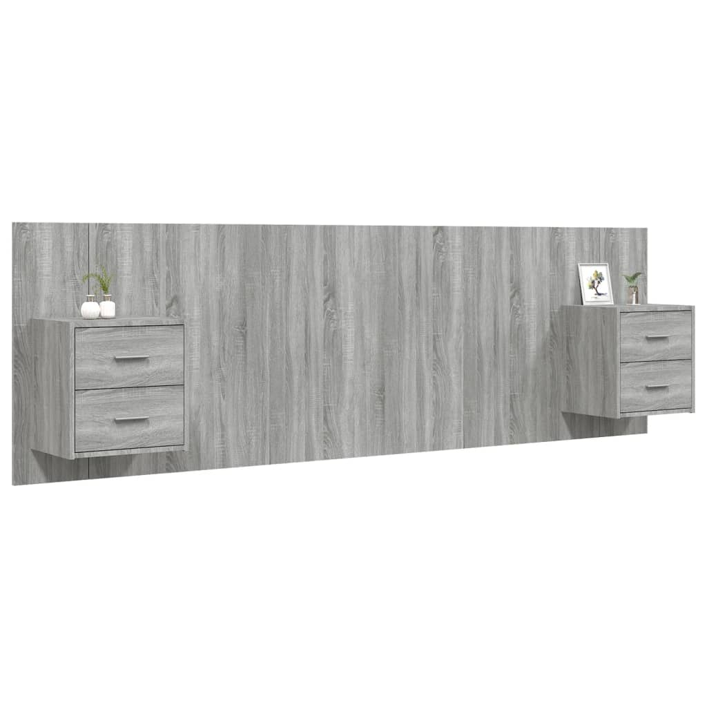8720287121749_g_en_hd_1 vidaXL Bed Headboard with Cabinets Grey Sonoma Engineered Wood - Image 3