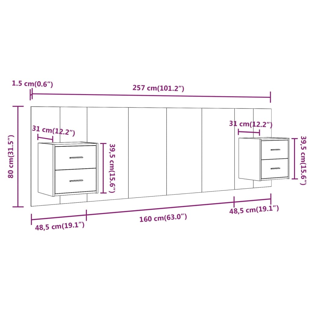 8720287121749_g_en_hd_7 vidaXL Bed Headboard with Cabinets Grey Sonoma Engineered Wood - Image 9