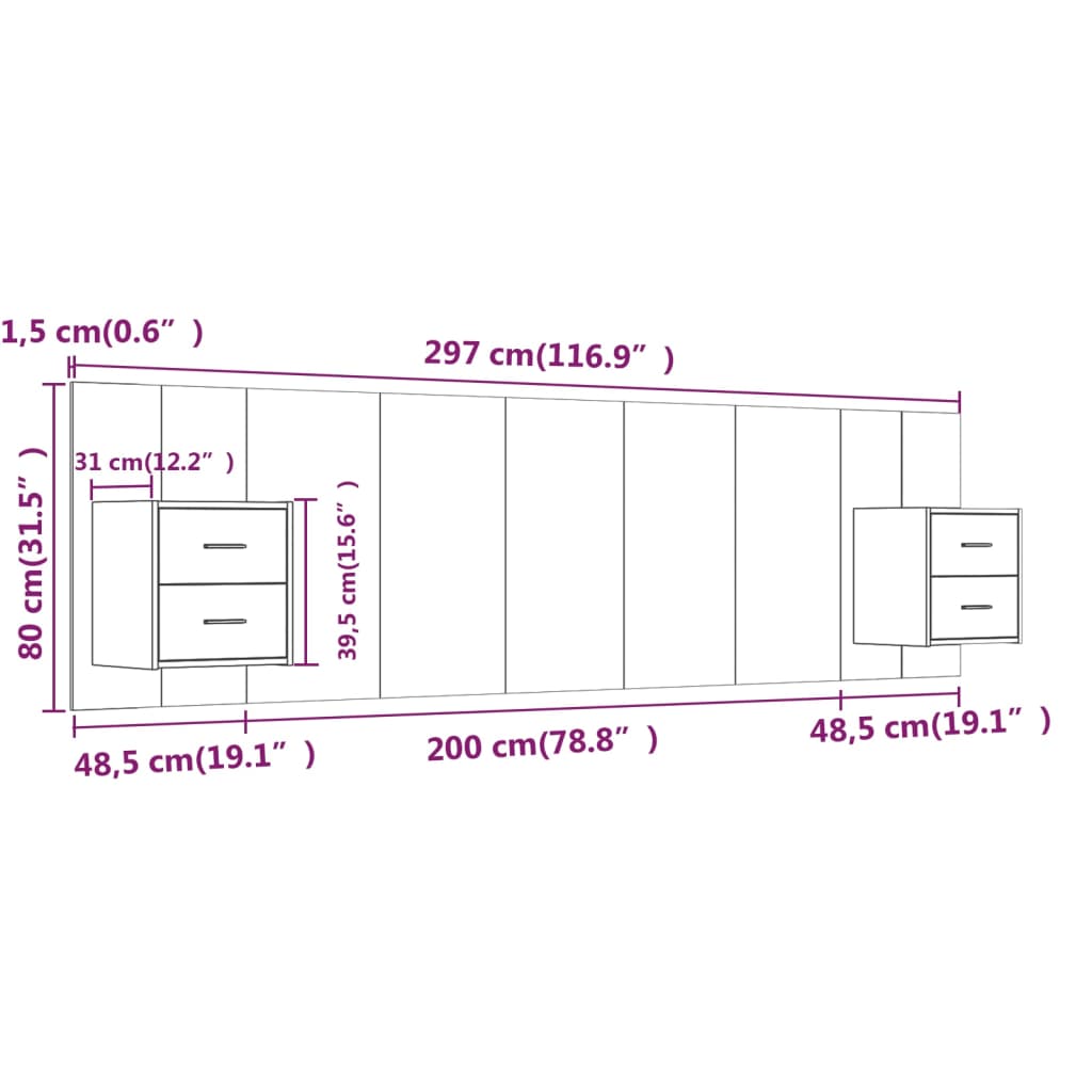 8720287121923_g_en_hd_7 vidaXL Bed Headboard with Cabinets White 200 cm Engineered Wood - Image 9