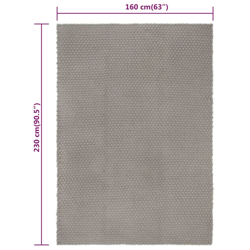 8720287124702_g_en_hd_5 vidaXL Rug Rectangular Grey 160x230 cm Cotton - Image 6