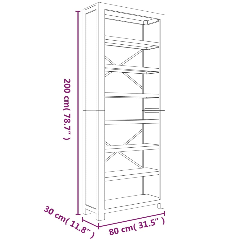 8720287125259_g_en_hd_6 vidaXL 7-Tier Bookcase 80x30x200 cm Solid Wood Acacia - Image 9
