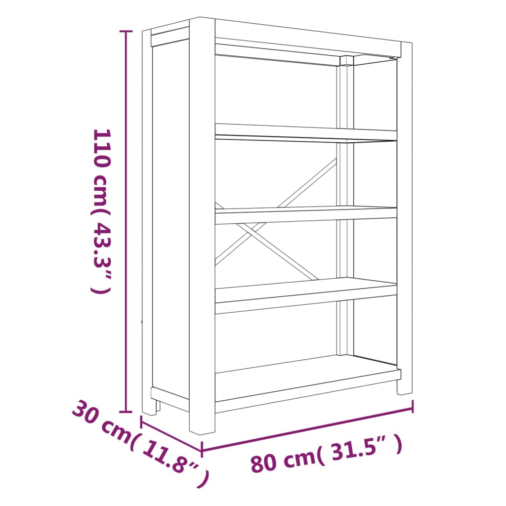 8720287125280_g_en_hd_6 vidaXL 4-Tier Bookcase 80x30x110 cm Solid Wood Acacia - Image 9