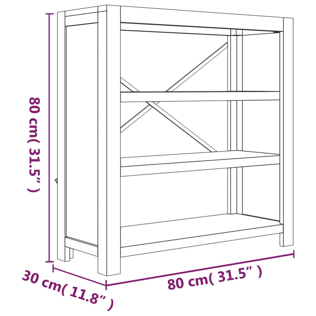 8720287125297_g_en_hd_6 vidaXL 3-Tier Bookcase 80x30x80 cm Solid Wood Acacia - Image 9
