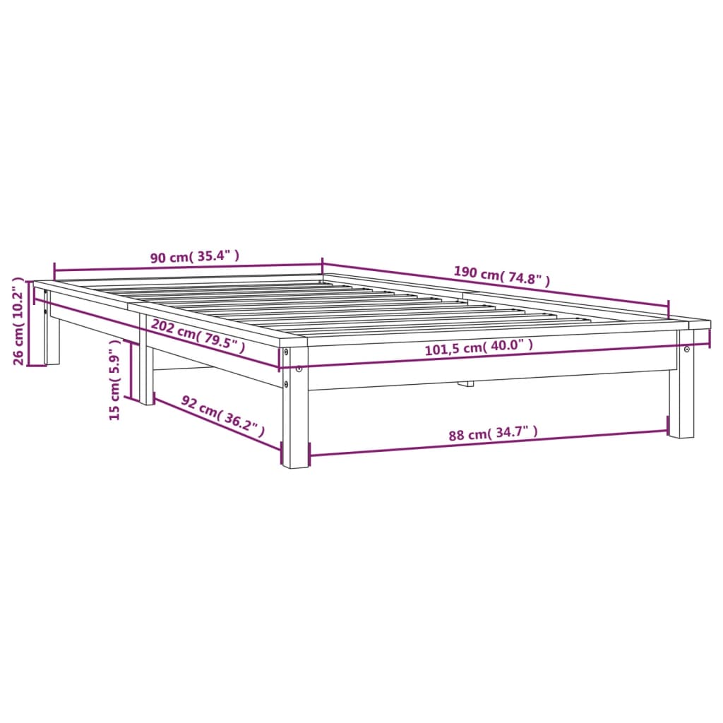 8720287134633_g_en_hd_7 vidaXL Bed Frame without Mattress Black 90x190 cm Solid Wood - Image 9