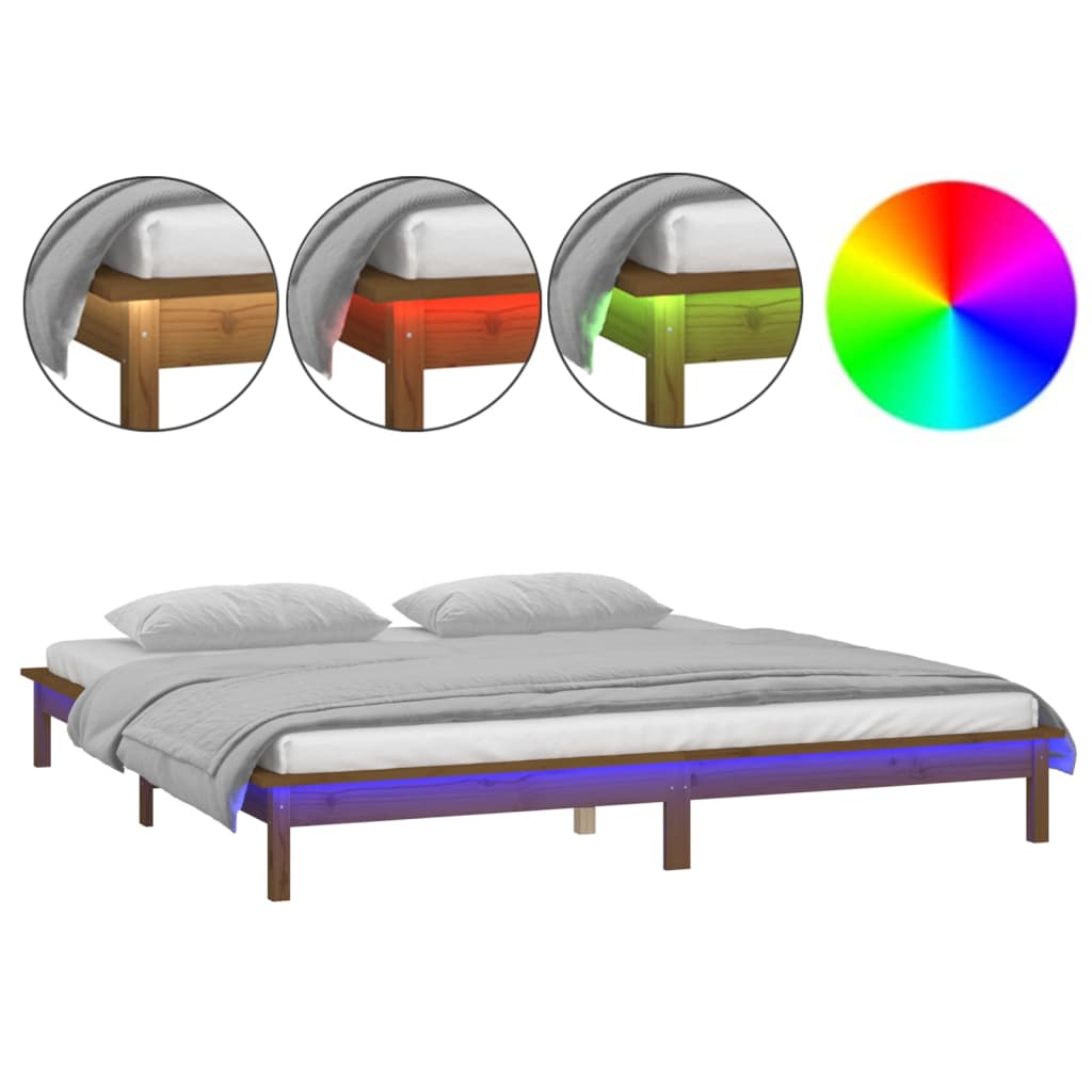 8720287135371_a_en_hd_1 vidaXL LED Bed Frame without Mattress Honey Brown 135x190 cm Solid Wood - Image 2