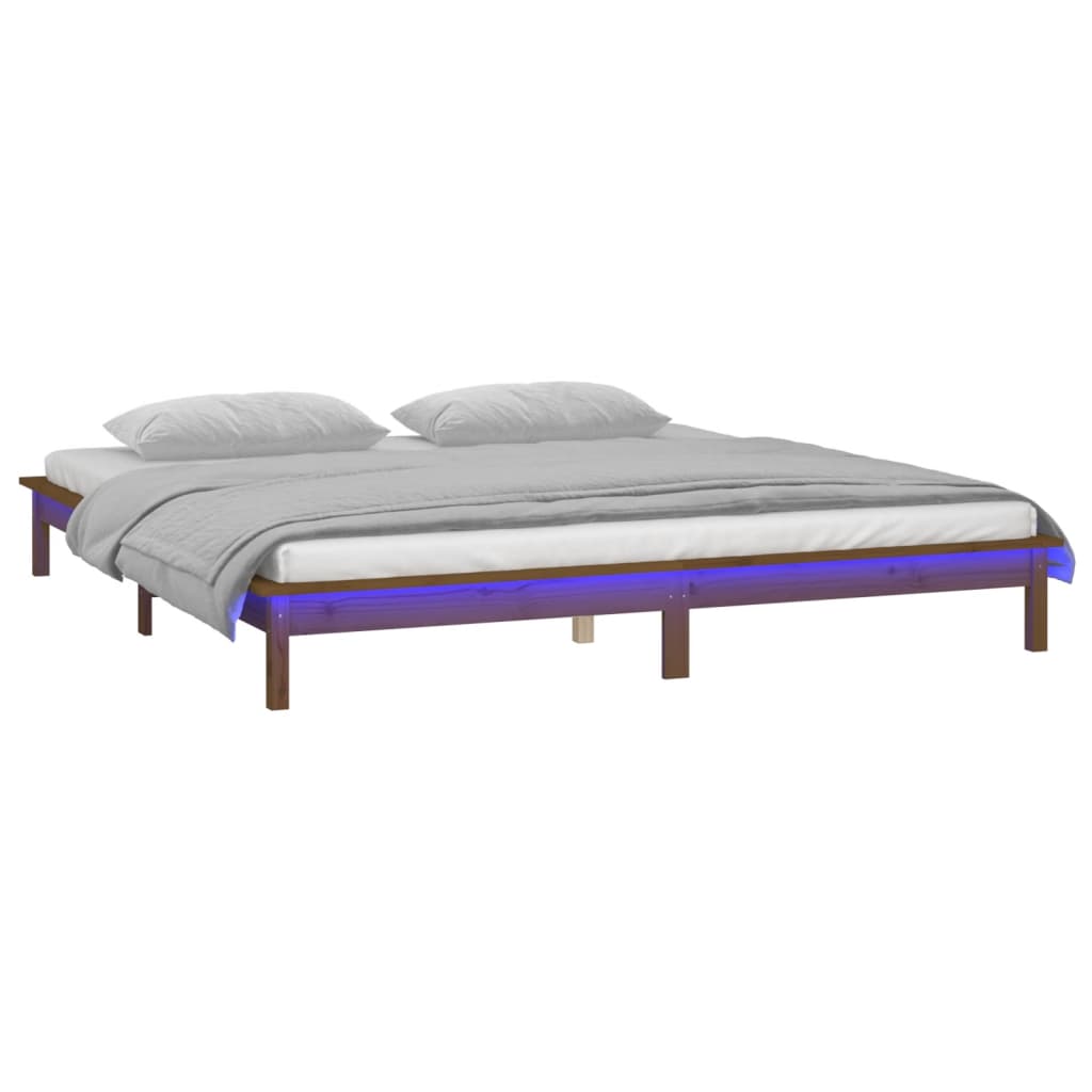 8720287135371_g_en_hd_1 vidaXL LED Bed Frame without Mattress Honey Brown 135x190 cm Solid Wood - Image 3