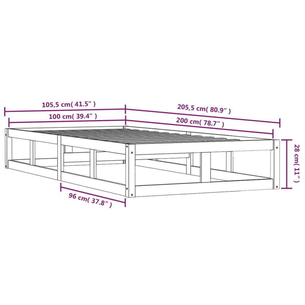 8720287136774_g_en_hd_7 vidaXL Bed Frame without Mattress Honey Brown 100x200 cm Solid Wood - Image 9
