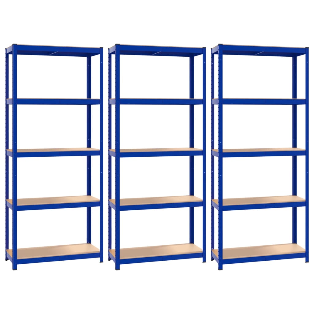 8720287138211_a_en_hd_1 vidaXL 5-Layer Shelves 3 pcs Blue Steel and Engineered Wood - Image 2