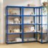 vidaXL 5-Layer Shelves 3 pcs Blue Steel and Engineered Wood