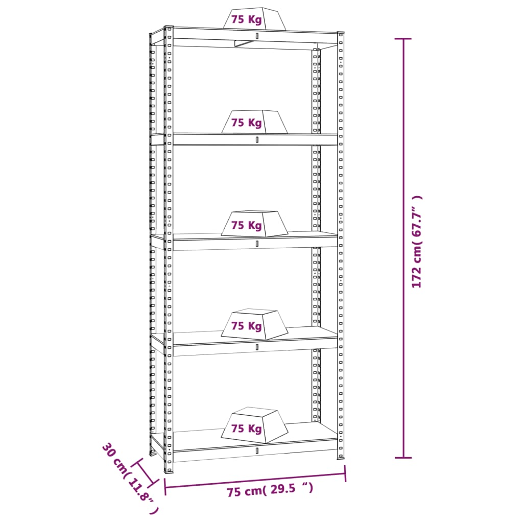 8720287138228_g_en_hd_7 vidaXL 5-Layer Storage Shelf Anthracite Steel and Engineered Wood - Image 9