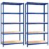 vidaXL 5-Layer Shelves 2 pcs Blue Steel and Engineered Wood - Image 2