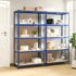 vidaXL 5-Layer Shelves 2 pcs Blue Steel and Engineered Wood