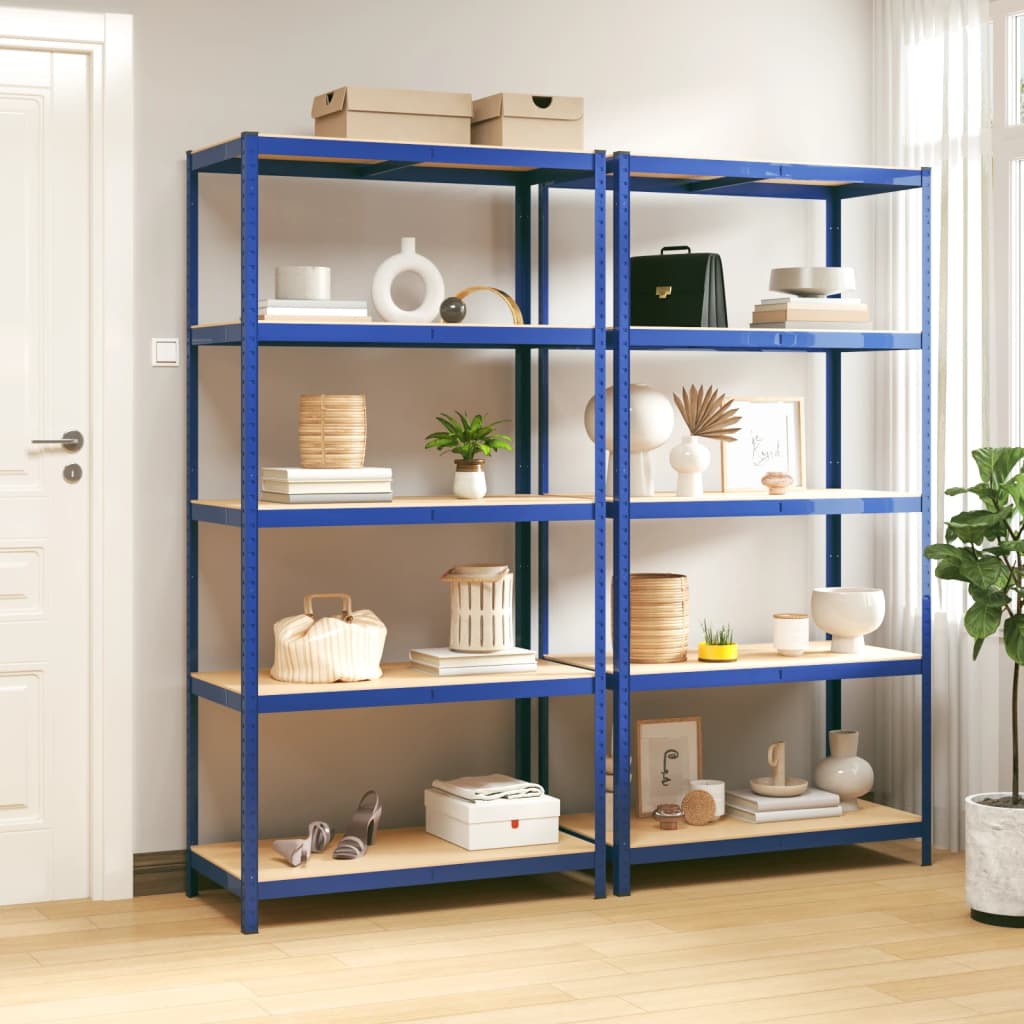 8720287138303_m_en_hd_1 vidaXL 5-Layer Shelves 2 pcs Blue Steel and Engineered Wood - Image 1