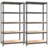 vidaXL 5-Layer Shelves 2 pcs Anthracite Steel and Engineered Wood - Image 2