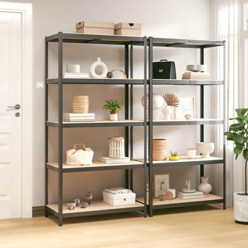 8720287138327_m_en_hd_1 vidaXL 5-Layer Shelves 2 pcs Anthracite Steel and Engineered Wood - Image 1