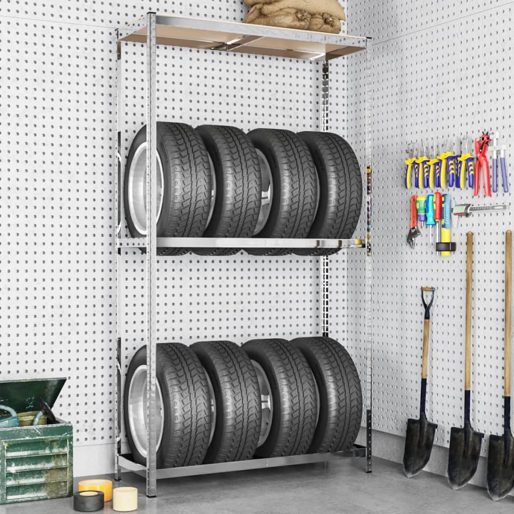 8720287138570_m_en_hd_1 vidaXL 2-Layer Tire Rack Silver 110x40x180 cm Steel - Image 1