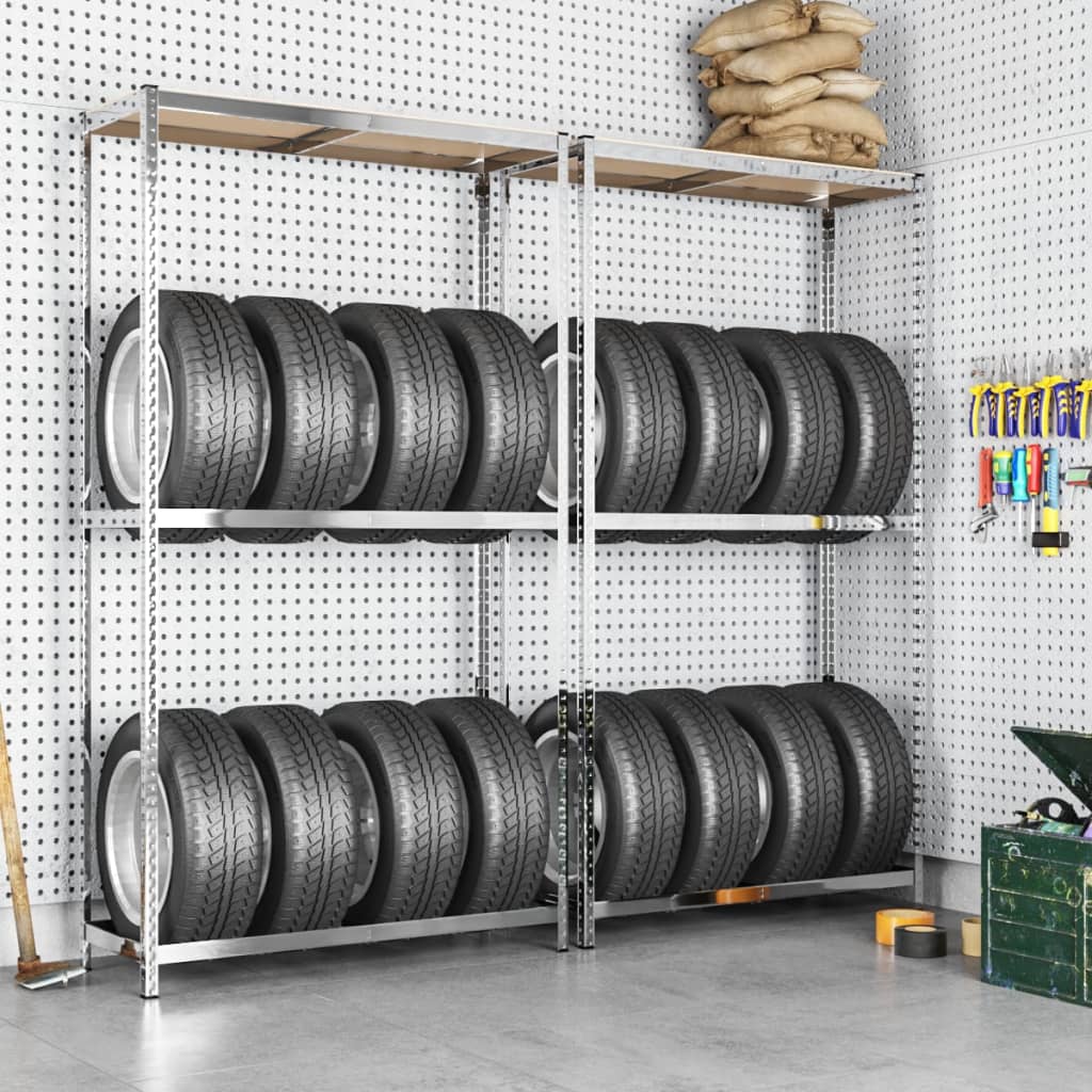 8720287138587_m_en_hd_1 vidaXL 2-Layer Tire Racks 2 pcs Silver 110x40x180 cm Steel - Image 1