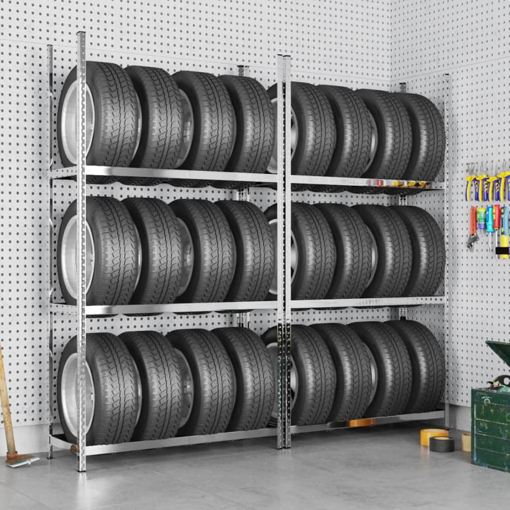 8720287138600_m_en_hd_1 vidaXL 3-Layer Tire Racks 2 pcs Silver 110x40x200 cm Steel - Image 1