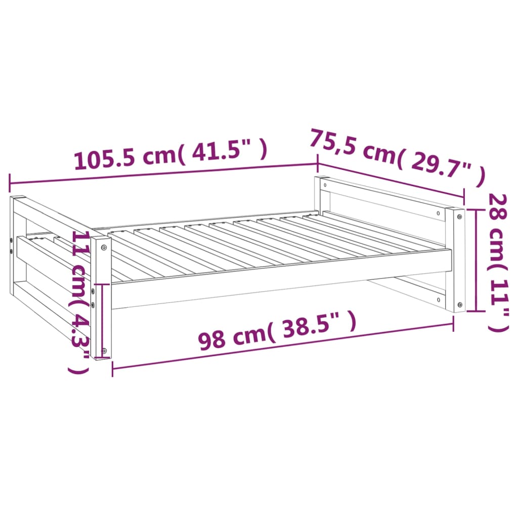 8720287140733_g_en_hd_6 vidaXL Dog Bed White 105.5x75.5x28 cm Solid Pine Wood - Image 8
