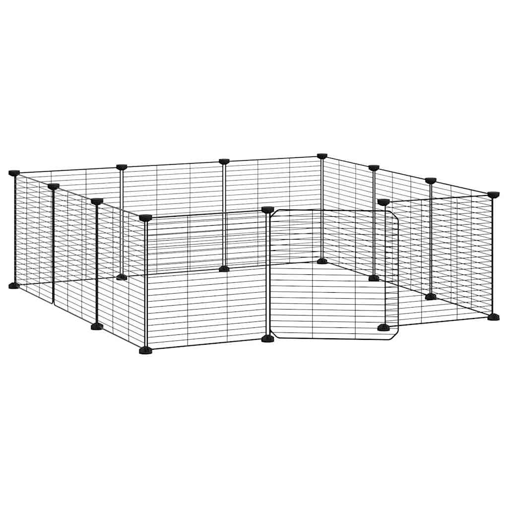 8720287140917_g_en_hd_2 vidaXL 12-Panel Pet Cage with Door Black 35x35 cm Steel - Image 4