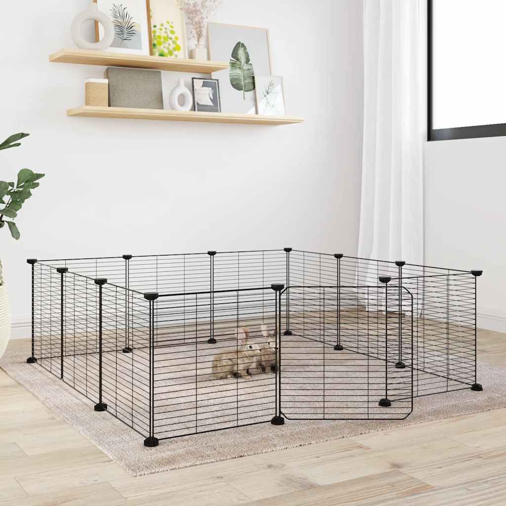 8720287140917_m_en_hd_1 vidaXL 12-Panel Pet Cage with Door Black 35x35 cm Steel - Image 1