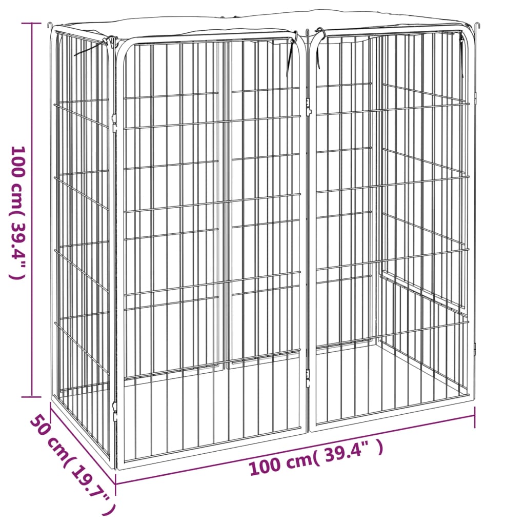8720287158653_g_en_hd_5 vidaXL Dog Playpen 6 Panels Black 50x100 cm Powder-coated Steel - Image 6
