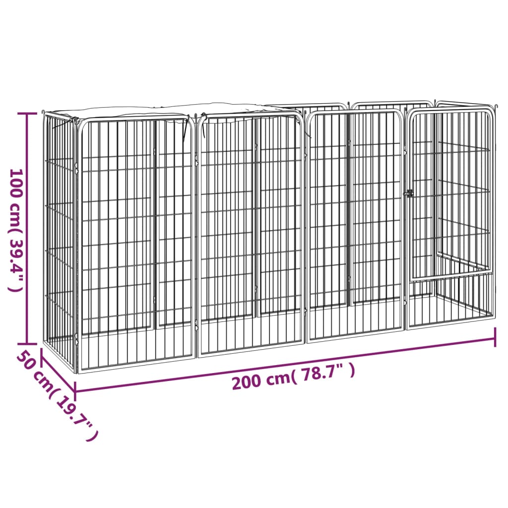 8720287158813_g_en_hd_5 vidaXL 10-Panel Dog Playpen Black 50x100 cm Powder-coated Steel - Image 6