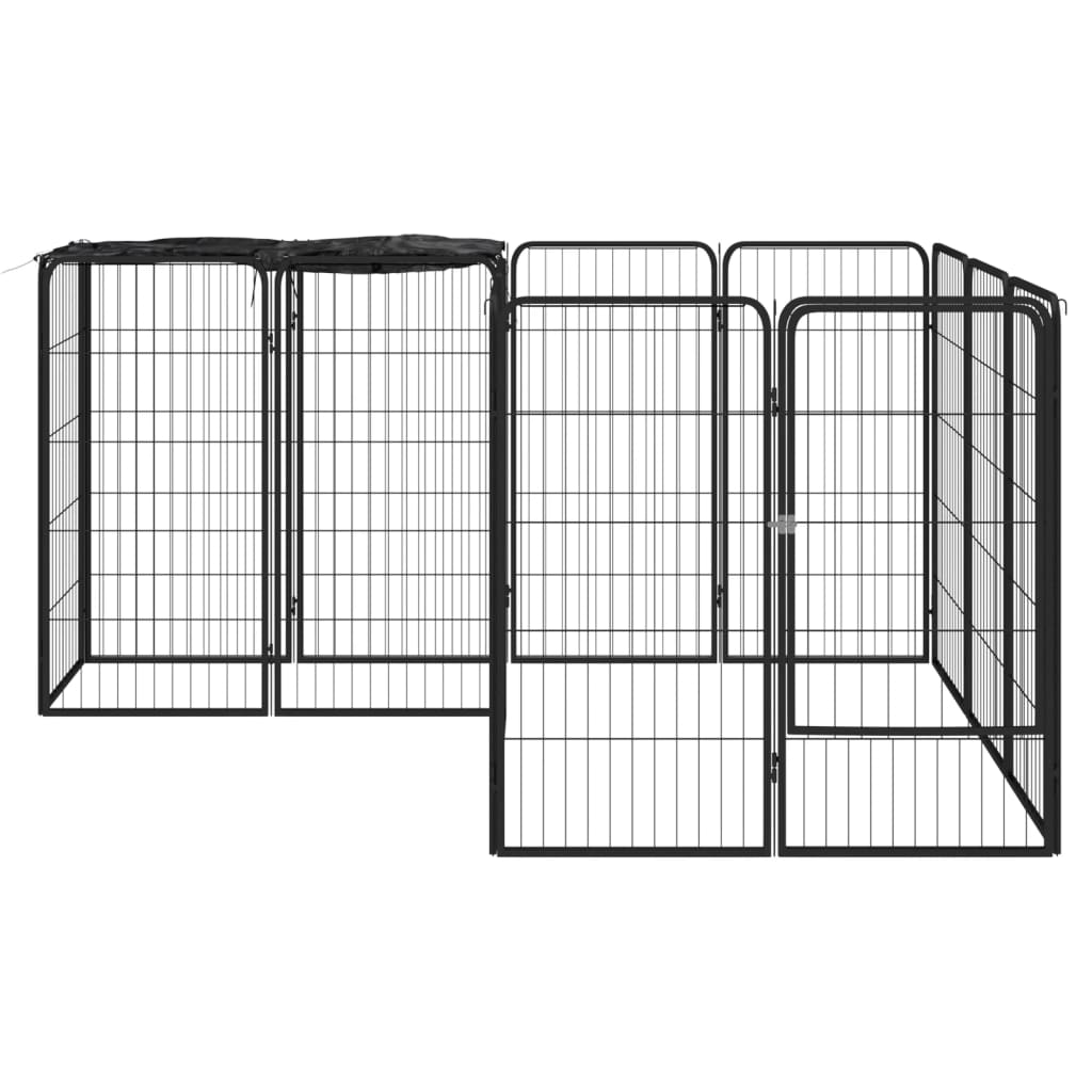 8720287158820_g_en_hd_1 vidaXL 14-Panel Dog Playpen Black 50x100 cm Powder-coated Steel - Image 2