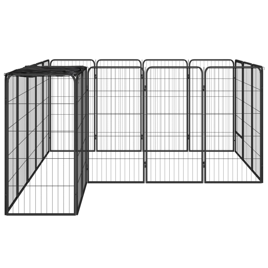 8720287158837_g_en_hd_2 vidaXL 18-Panel Dog Playpen Black 50x100 cm Powder-coated Steel - Image 3