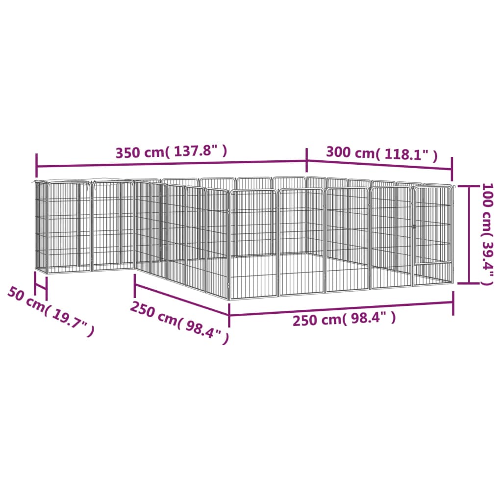 8720287158851_g_en_hd_5 vidaXL 26-Panel Dog Playpen Black 50x100 cm Powder-coated Steel - Image 6