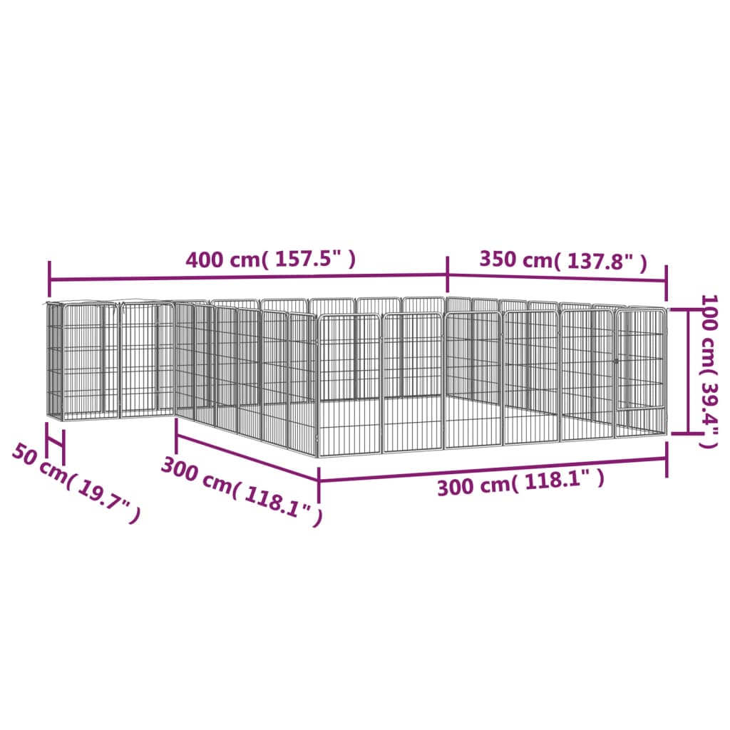 8720287158868_g_en_hd_5 vidaXL 30-Panel Dog Playpen Black 50x100 cm Powder-coated Steel - Image 6